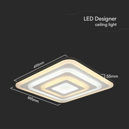 LED Dimbar taklampa LED/77W/230V 3000-6500K 49,5x49,5 cm + fjärrkontroll