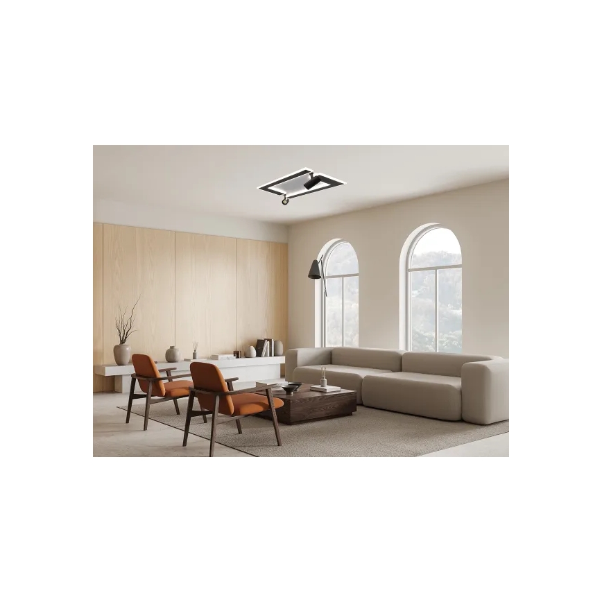 LED Dimbar taklampa LED/80W/230V 3000-6500K svart + fjärrkontroll