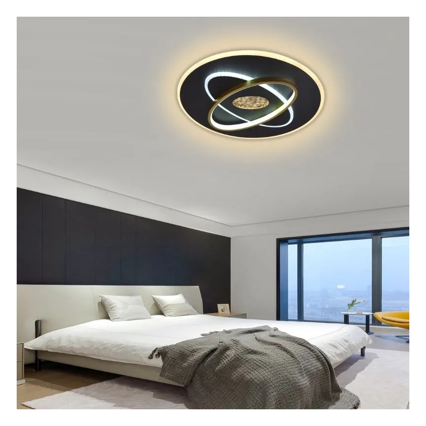 LED Dimbar taklampa LED/80W/230V 3000-6500K svart + fjärrkontroll
