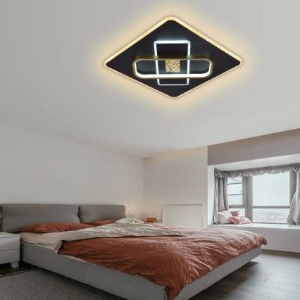 LED Dimbar taklampa LED/90W/230V 3000-6500K svart + fjärrkontroll