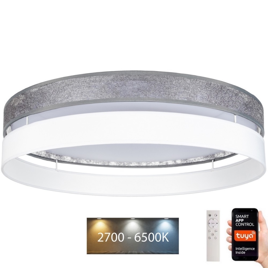 LED Dimbar taklampa LIMA LED/36W/230V 2700-6500K Wi-Fi Tuya + fjärrkontroll silver/vit