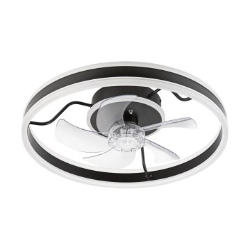 LED Dimbar taklampa med fläkt APOLLO LED/38W/230V svart + fjärrkontroll