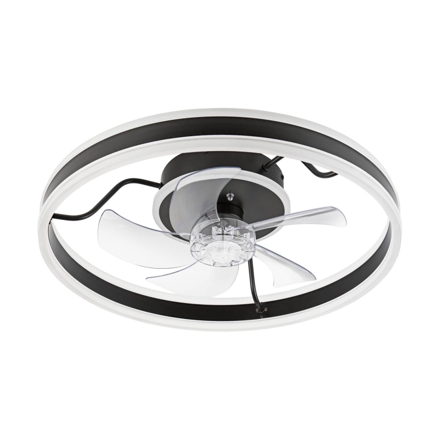 LED Dimbar taklampa med fläkt APOLLO LED/38W/230V svart + fjärrkontroll