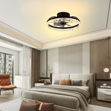 LED Dimbar taklampa med fläkt LED/35W/230V 3000-6500K svart + fjärrkontroll