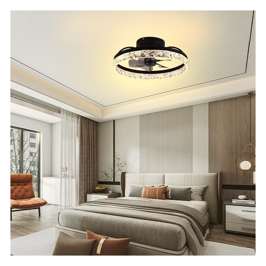 LED Dimbar taklampa med fläkt LED/35W/230V 3000-6500K svart + fjärrkontroll