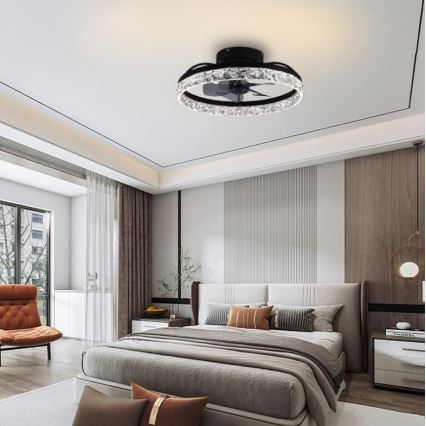 LED Dimbar taklampa med fläkt LED/35W/230V 3000-6500K svart + fjärrkontroll
