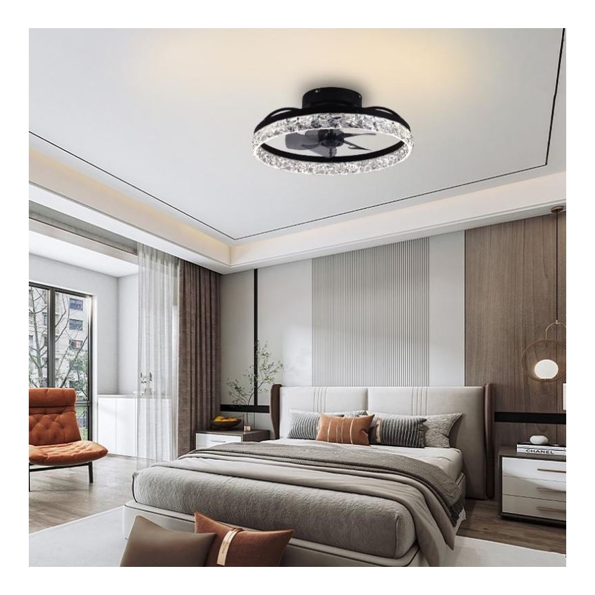 LED Dimbar taklampa med fläkt LED/35W/230V 3000-6500K svart + fjärrkontroll