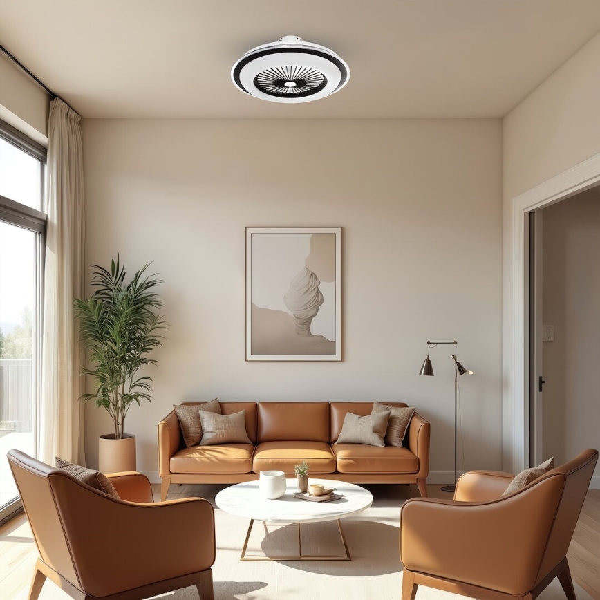 LED Dimbar taklampa med fläkt ZEPHYR LED/48W/230V 3000-6000K svart + fjärrkontroll