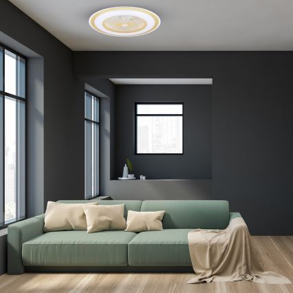 LED Dimbar taklampa med fläk ZONDA LED/48W/230V 3000-6000K guld +fjärrkontroll