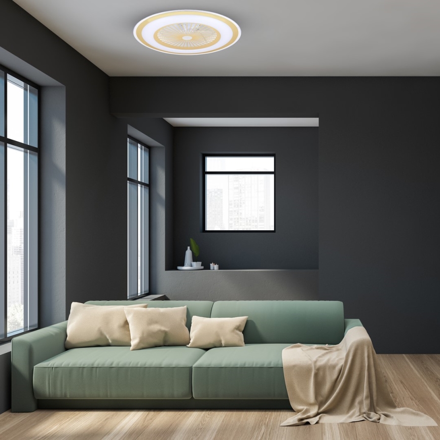 LED Dimbar taklampa med fläk ZONDA LED/48W/230V 3000-6000K guld +fjärrkontroll
