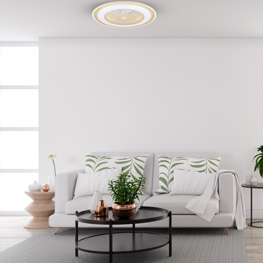 LED Dimbar taklampa med fläk ZONDA LED/48W/230V 3000-6000K guld +fjärrkontroll