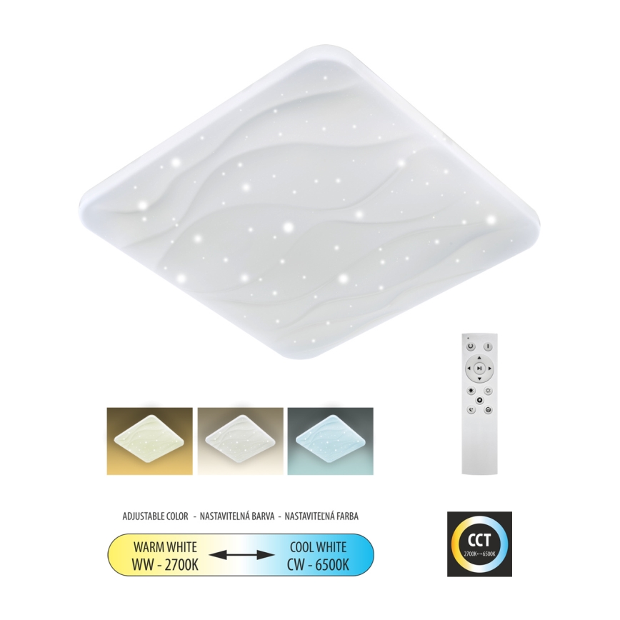 LED Dimbar taklampa NERIS LED/60W/230V 2700-6500K 53x53 cm + fjärrkontroll