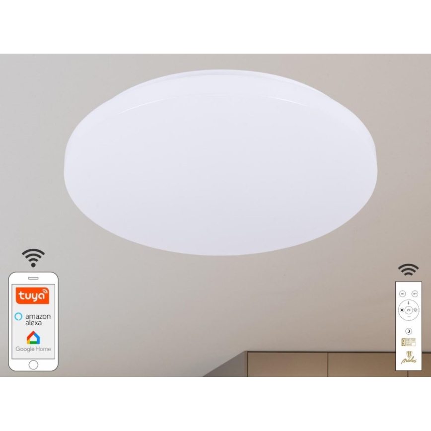 LED Dimbar taklampa OPAL LED/48W/230V 2700-6500K Wi-Fi Tuya vit + fjärrkontroll