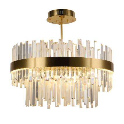 LED Dimbart kristallkrona på stång LED/80W/230V 3000-6500K guld + fjärrkontroll