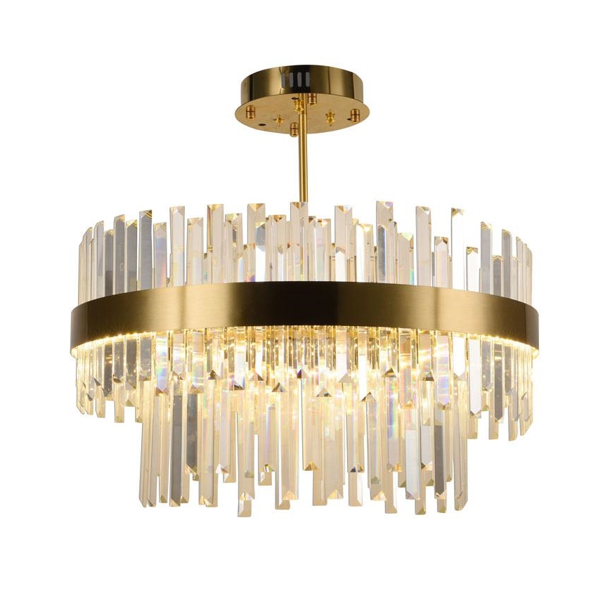 LED Dimbart kristallkrona på stång LED/80W/230V 3000-6500K guld + fjärrkontroll