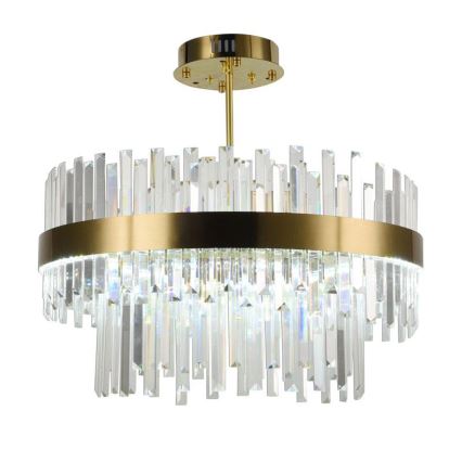 LED Dimbart kristallkrona på stång LED/80W/230V 3000-6500K guld + fjärrkontroll