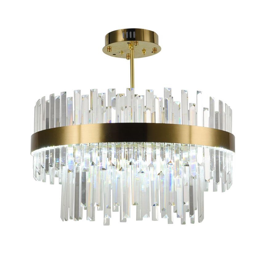 LED Dimbart kristallkrona på stång LED/80W/230V 3000-6500K guld + fjärrkontroll