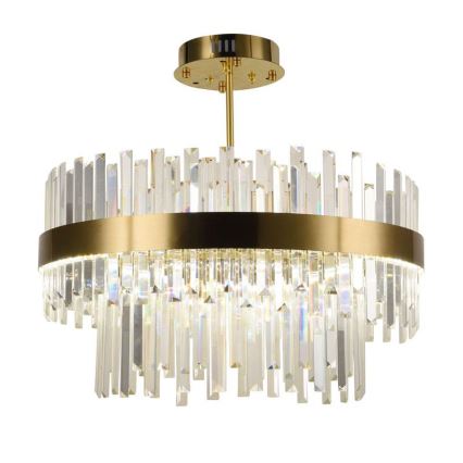LED Dimbart kristallkrona på stång LED/80W/230V 3000-6500K guld + fjärrkontroll