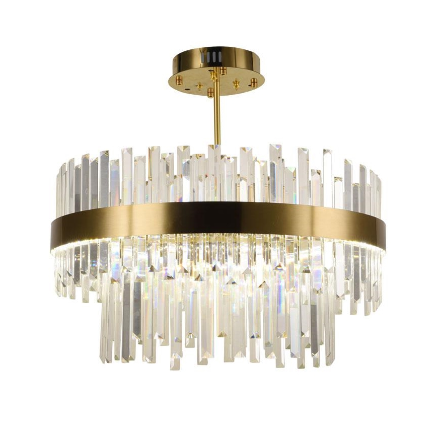 LED Dimbart kristallkrona på stång LED/80W/230V 3000-6500K guld + fjärrkontroll