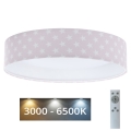 LED Dimbar taklampa SMART GALAXY KIDS LED/24W/230V 3000-6500K stjärnor rosa/vit + fjärrkontroll