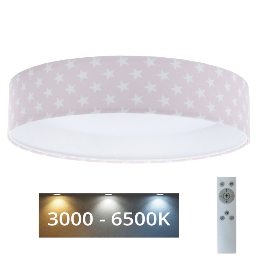 LED Dimbar taklampa SMART GALAXY KIDS LED/24W/230V 3000-6500K stjärnor rosa/vit + fjärrkontroll