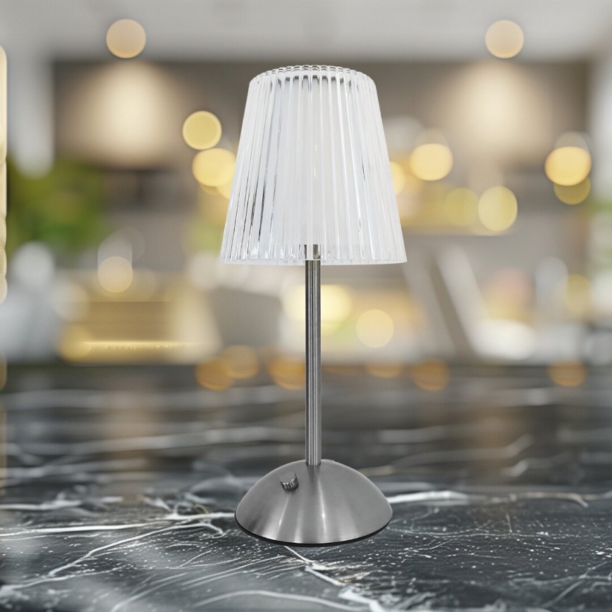 LED Dimbar touch uppladdningsbar bordslampa ELBA LED/1,6W/800 mAh matt krom/genomskinlig