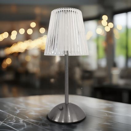 LED Dimbar touch uppladdningsbar bordslampa ELBA LED/1,6W/800 mAh matt krom/genomskinlig