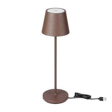 LED Dimbar touch uppladdningsbar bordslampa LED/2W/5V 4400 mAh 3000K IP54 brun