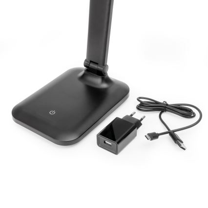 LED Dimbar touch bordslampa med trådlös laddning och USB port REMUS LED/5W/230V svart