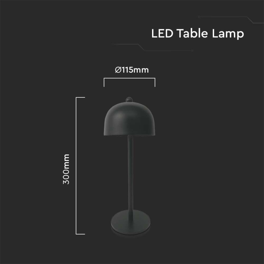 LED Dimbart uppladdningsbart touchbordslampa LED/1W/5V 3000-6000K 1800 mAh svart