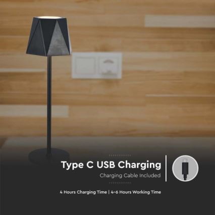 LED Dimbart uppladdningsbar touchbordslampa LED/4W/5V 3000-6000K 1800 mAh svart
