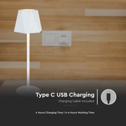 LED Dimbart uppladdningsbart touchbordslampa LED/4W/5V 3000-6000K 1800 mAh vit