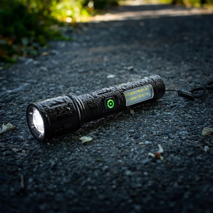 LED Dimbart uppladdningsbart ficklampa med rött ljus LED/5W/5V IPX4 260 lm 2000 mAh