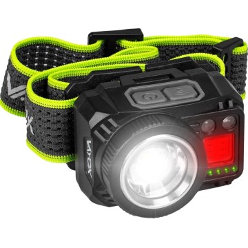 LED-dimbar uppladdningsbar pannlampa med sensor och rött ljus LED/6W/5V/3xAAA IP66 500 lm 1200 mAh