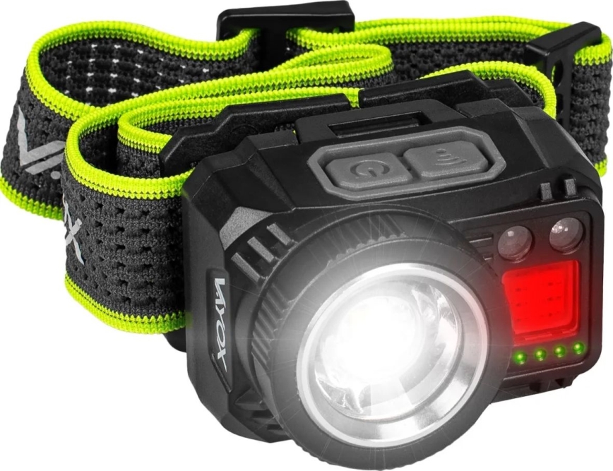 LED-dimbar uppladdningsbar pannlampa med sensor och rött ljus LED/6W/5V/3xAAA IP66 500 lm 1200 mAh