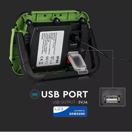 LED Dimbar uppladdningsbar strålkastare SAMSUNG CHIP + SOS funktion 20W/3,7V/USB IP44