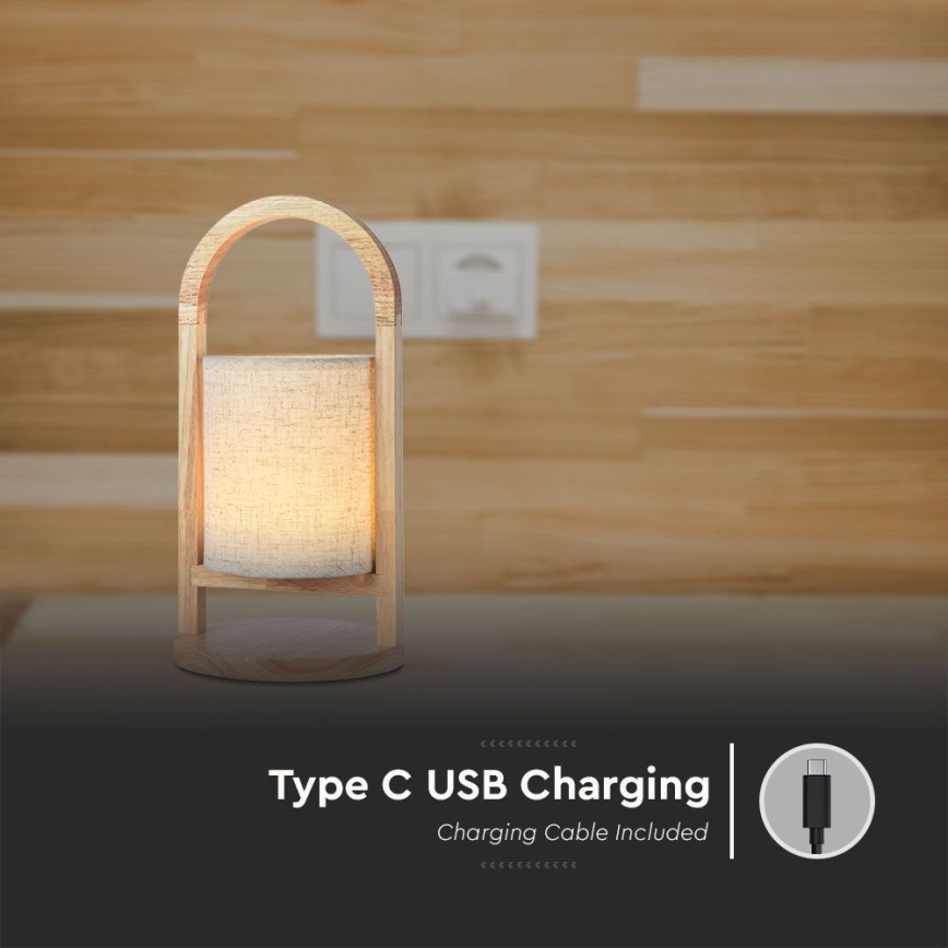 LED Dimbar uppladdningsbar touch bordslampa LED/1,5W/5V 3000K 1800mAh beige