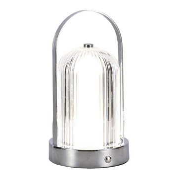 LED Dimbar uppladdningsbar touch bordslampa LED/1W/5V 3000-6000K 1800 mAh matt krom