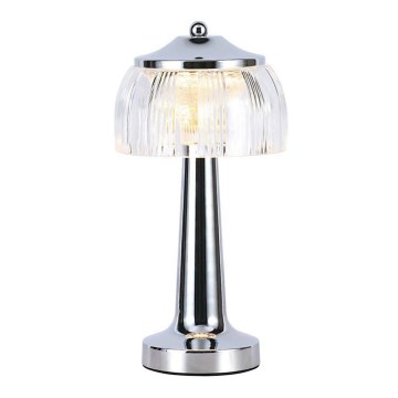 LED Dimbar uppladdningsbar touch bordslampa LED/1W/5V 3000-6000K 1800 mAh skinande krom