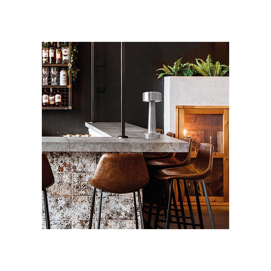 LED Dimbar uppladdningsbar touch bordslampa LED/3W/5V 2000mAh matt krom