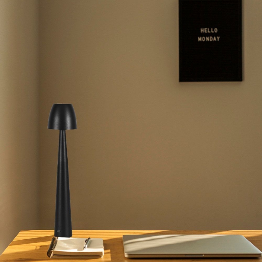 LED Dimbar uppladdningsbar touch bordslampa LED/3W/5V 3000-6000K 1800 mAh svart