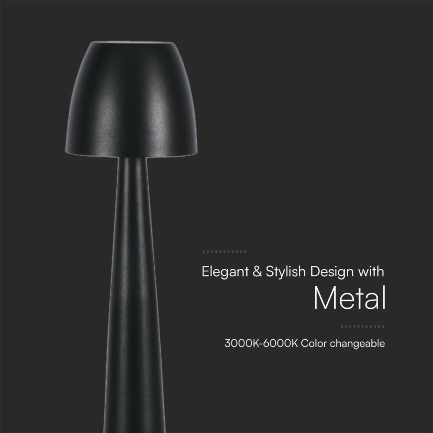 LED Dimbar uppladdningsbar touch bordslampa LED/3W/5V 3000-6000K 1800 mAh svart