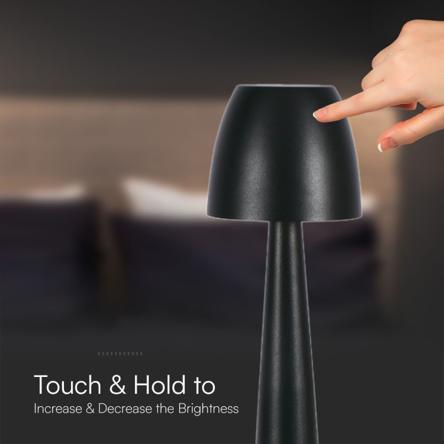 LED Dimbar uppladdningsbar touch bordslampa LED/3W/5V 3000-6000K 1800 mAh svart
