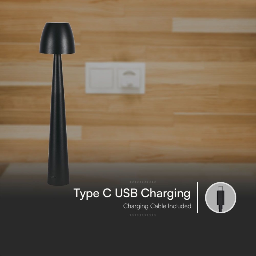 LED Dimbar uppladdningsbar touch bordslampa LED/3W/5V 3000-6000K 1800 mAh svart