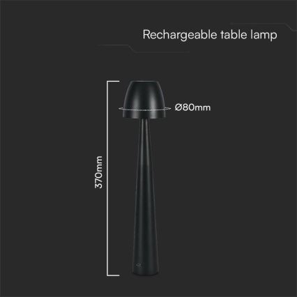 LED Dimbar uppladdningsbar touch bordslampa LED/3W/5V 3000-6000K 1800 mAh svart