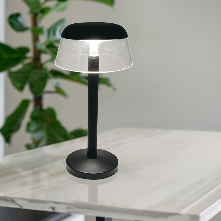 LED Dimbar uppladdningsbar touch bordslampa LED/3W/5V 3000-6000K 1800 mAh svart