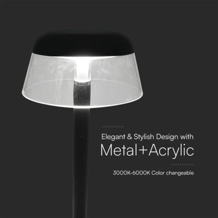 LED Dimbar uppladdningsbar touch bordslampa LED/3W/5V 3000-6000K 1800 mAh svart