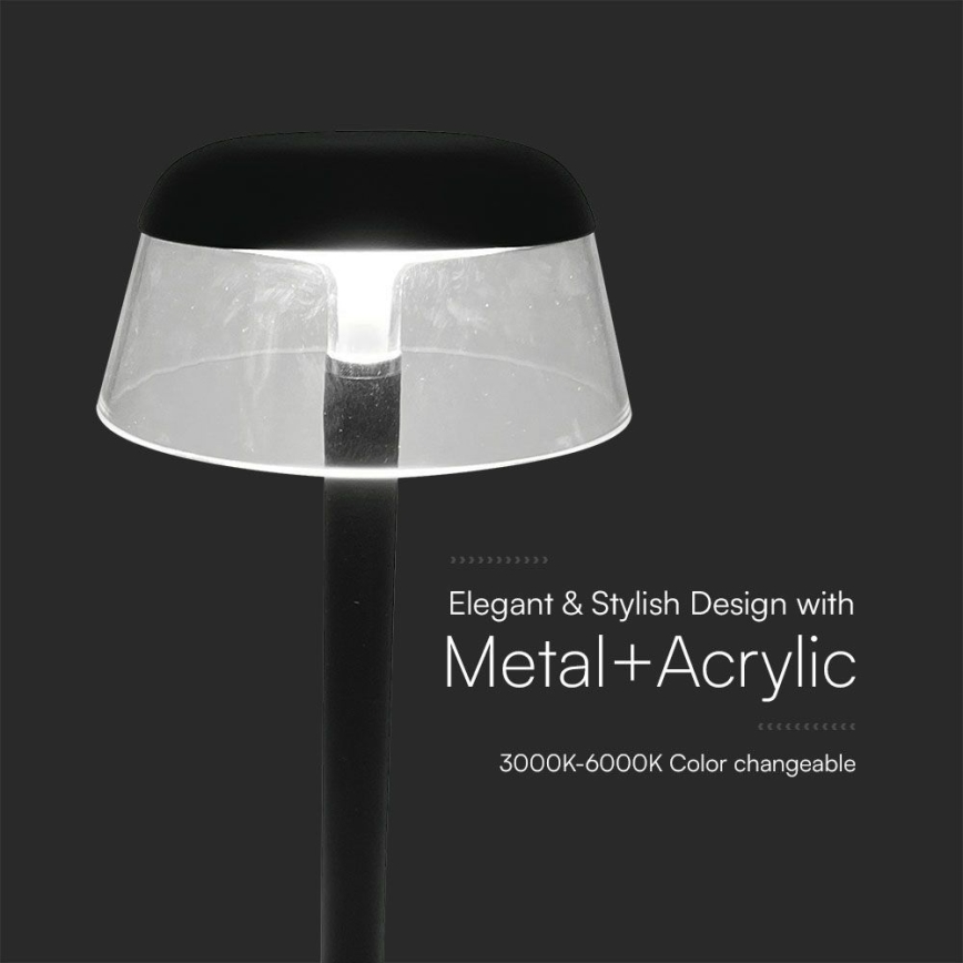 LED Dimbar uppladdningsbar touch bordslampa LED/3W/5V 3000-6000K 1800 mAh svart