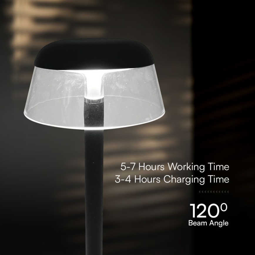 LED Dimbar uppladdningsbar touch bordslampa LED/3W/5V 3000-6000K 1800 mAh svart