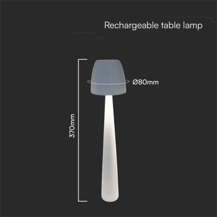 LED Dimbar uppladdningsbar touch bordslampa LED/3W/5V 3000-6000K 1800 mAh vit